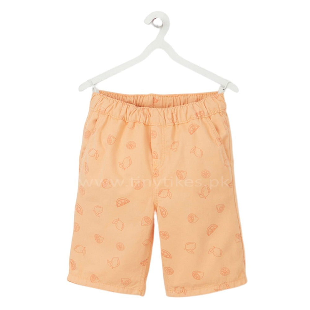 T A O Organic Cotton Peach Short's For Boy With Lemon Print - TinyTikes.pk