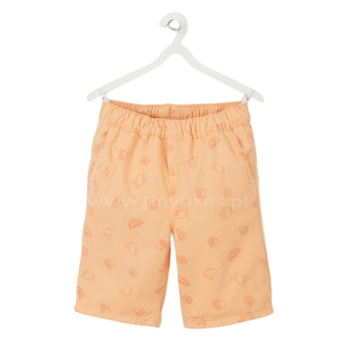T A O Organic Cotton Peach Short's For Boy With Lemon Print - TinyTikes.pk