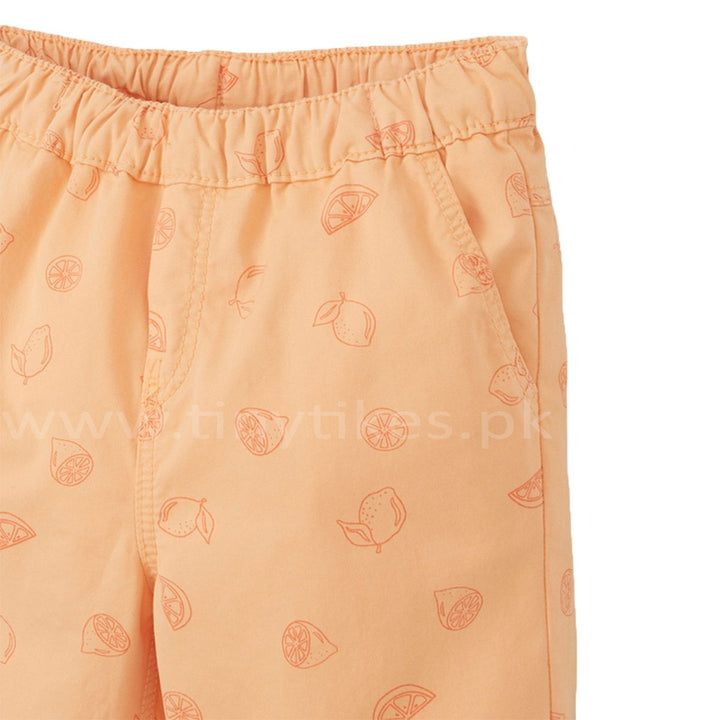 T A O Organic Cotton Peach Short's For Boy With Lemon Print - TinyTikes.pk