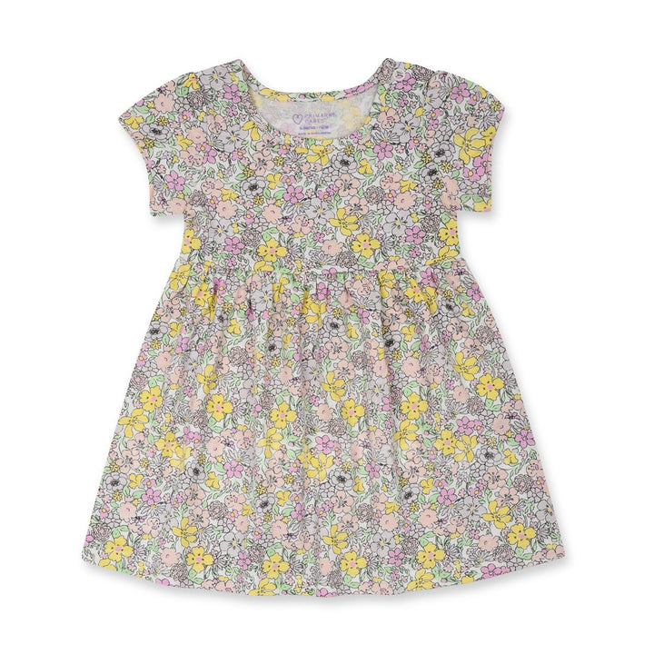 PRM Short Sleeves Soft Cotton Jersi White Floral Dress - TinyTikes.pk
