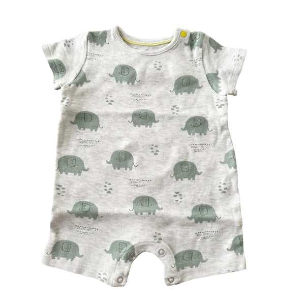 Grey Elephant Print Romper