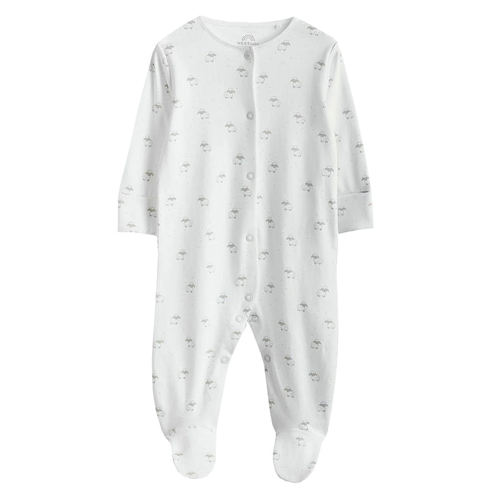NXT Boy White Sheep Printed Full Body Romper