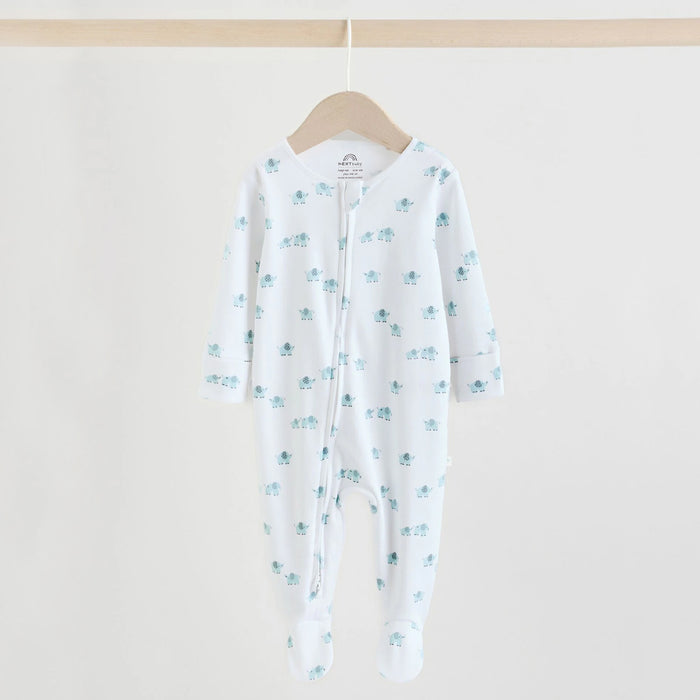 NXT Boy White Elephant Printed Full Sleeve Romper