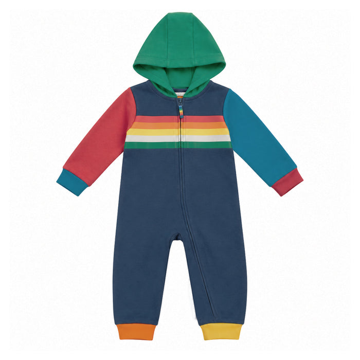 NXT Boy Rainbow Lines Full Sleeve Inner Fleece Zipper Romper