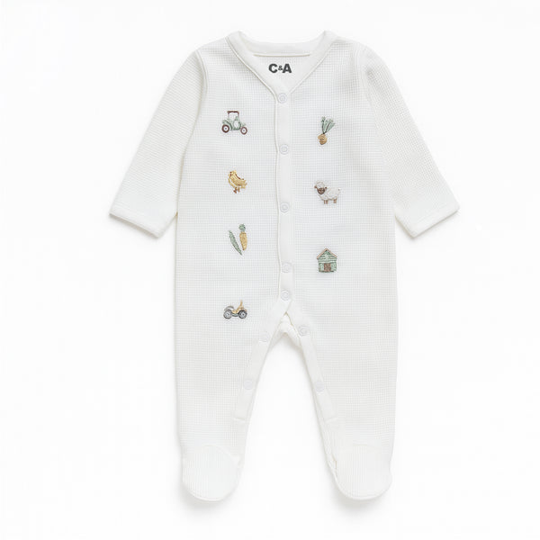 CA Uni White Car Printed Full Body Suit