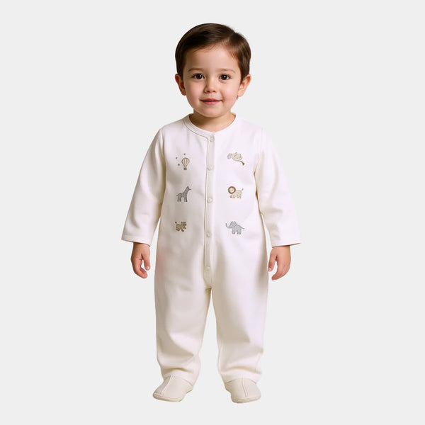 CA Baby White Animal Printed Full Body Suit