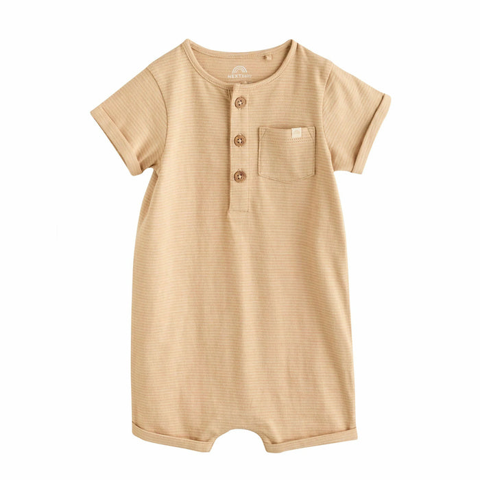 NXT Baby Boy Front Pocket Light Brwon Lining Romper