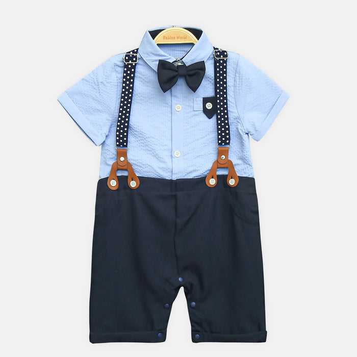 Baby Boys Formal Romper with Bow Tie & Suspenders
