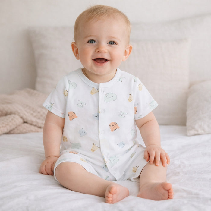 HM Boy Whtie Animals Face Printed Romper