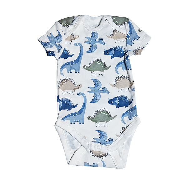 CA Boy White Dinosaur Print Romper