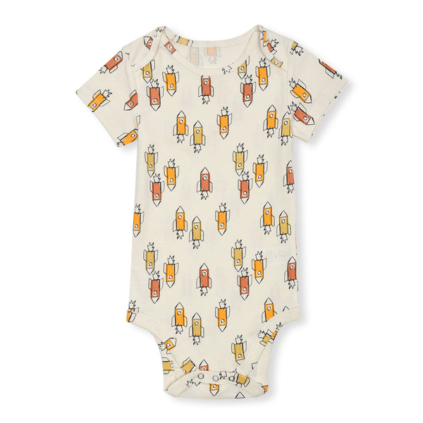 Boy Off White Rocket Printed Romper