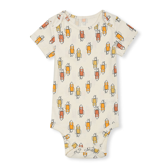Boy Off White Rocket Printed Romper