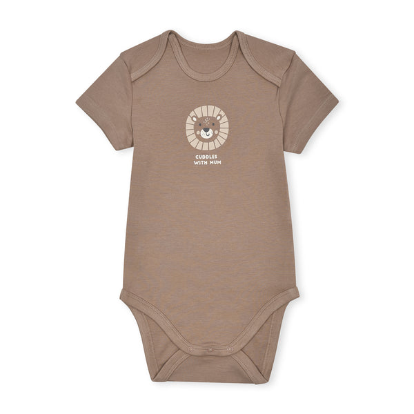 CA Brown Lion Face Print Romper