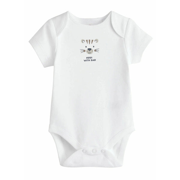 CA Boy Off White Color Bear Face Design Romper