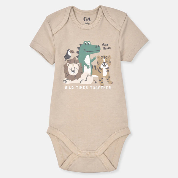 CA Light Khaki Animal Printed Romper