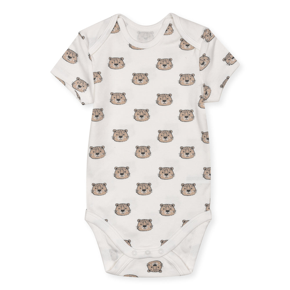 CA Boy White Lion Face Printed Romper
