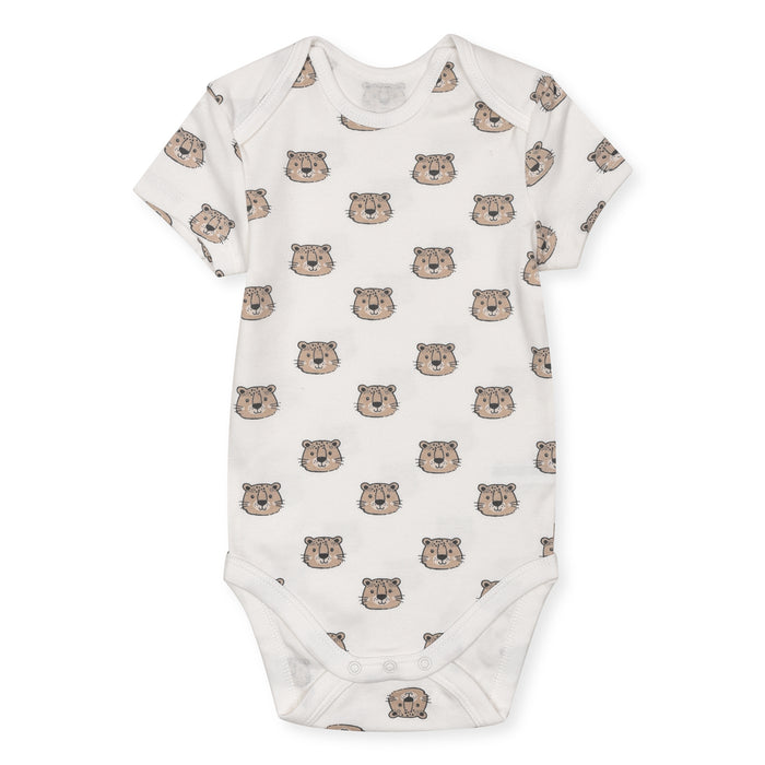 CA Boy White Lion Face Printed Romper
