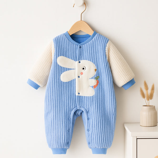 Boy Blue Rabbit Character Embroidery Romper