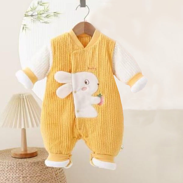 Yellow Rabbit Character Embroidery Romper