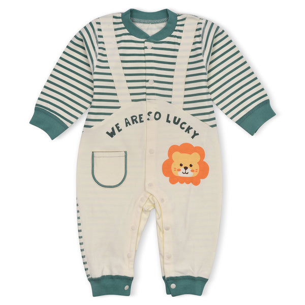 Boy Off Sea-Green Lining Lion Print BodySuit