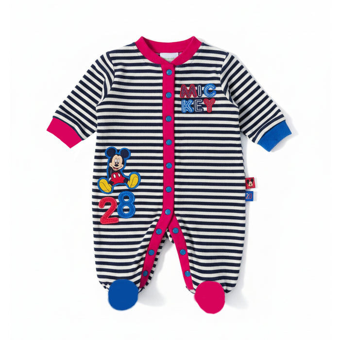 DSN Boy White & Blue Lining With Micky Winter Romper
