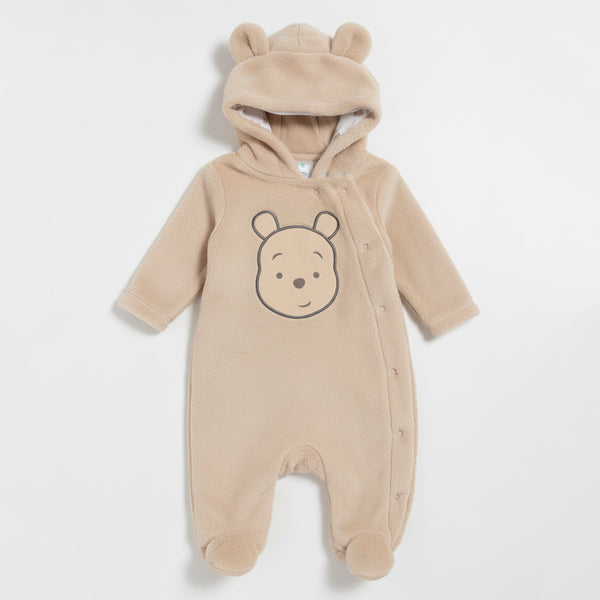 DSN Boy Bear Face Embroidery Fleece Romper