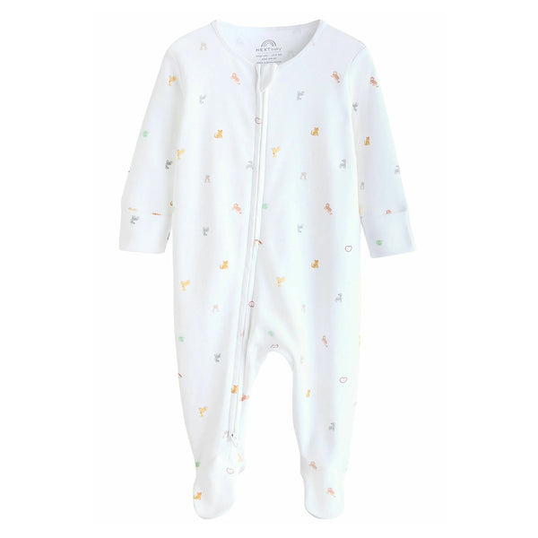 NXT White Animal And Rainbow Heart Printed Romper