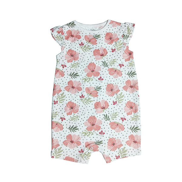 CA Girl White Flower Print Romper