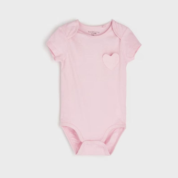 SIN SAY Girl Baby Pink Color Heart Pocket Design Romper