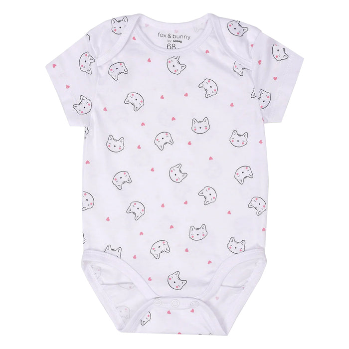 SIN SAY Girl White Color Cat Face Print Romper