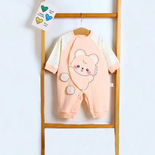 KD Girl Peach Color Lovely Baby Print Full Body Suit