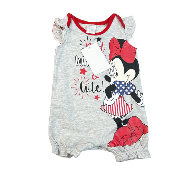 HM Girl Grey Minnie Mouse Printed Romper