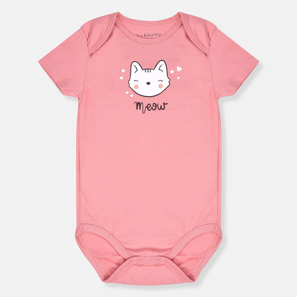 SIN SAY Girl T-Pink Cat Face Meow Printed Romper