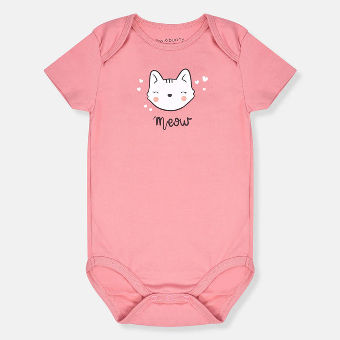 SIN SAY Girl T-Pink Cat Face Meow Printed Romper