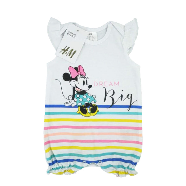 HM Girl White Minnie Mouse Printed Romper