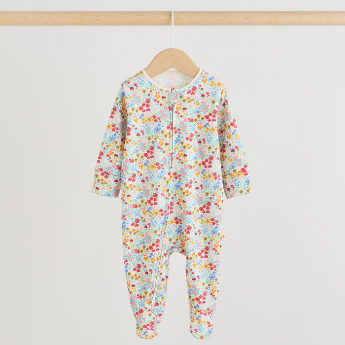 NXT White Floral Printed Zipper Romper
