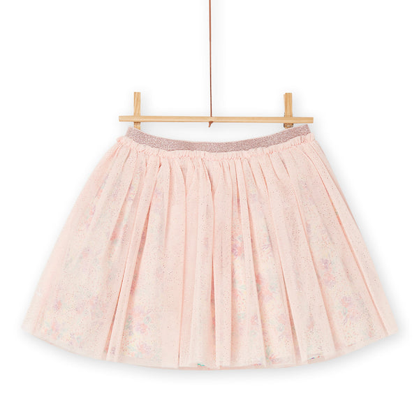 DP Girl Skirt Inner Floral Printed With Gliterish Net