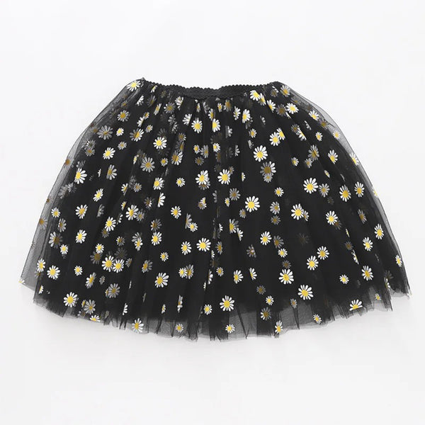 Girl Black Flower Fancy Skirt