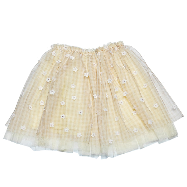 Girl Cream Color 3D Flower Fancy Skirt