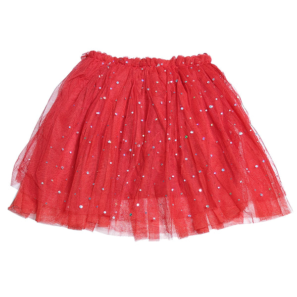 Girl Red Rhinestone Fancy Skirt