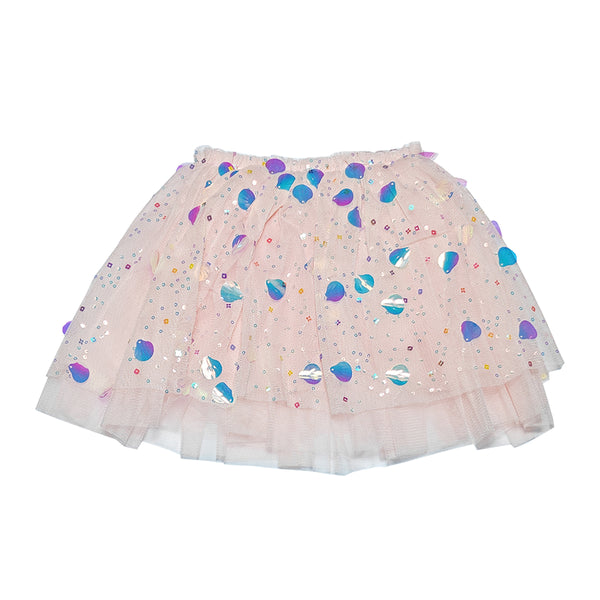 Girl Peach Multi Rhinestone Fancy Skirt