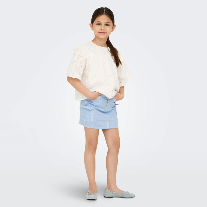 ON LY Girl Blue And White Linning Skirt