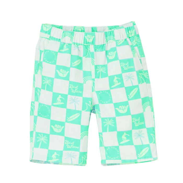 TAO Boy Sea Green Color Best Wave Printed Short