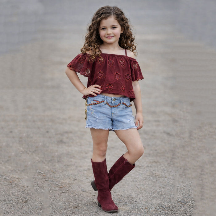 G A P Girl Sky Denim Rough Short