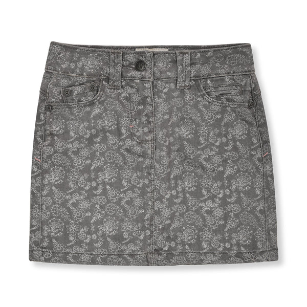 F FACE Girl Grey Flowers Print Skirt