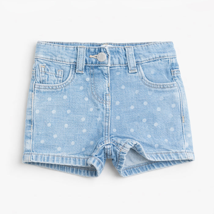 N IT Girl Sky Blue White Cirle Printed Short