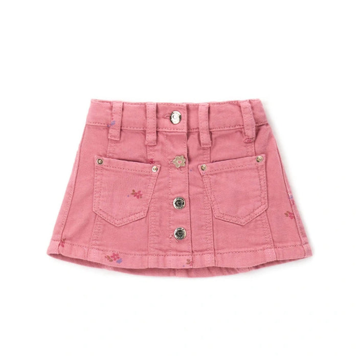OM Girl Pink Flower Printed Skirt