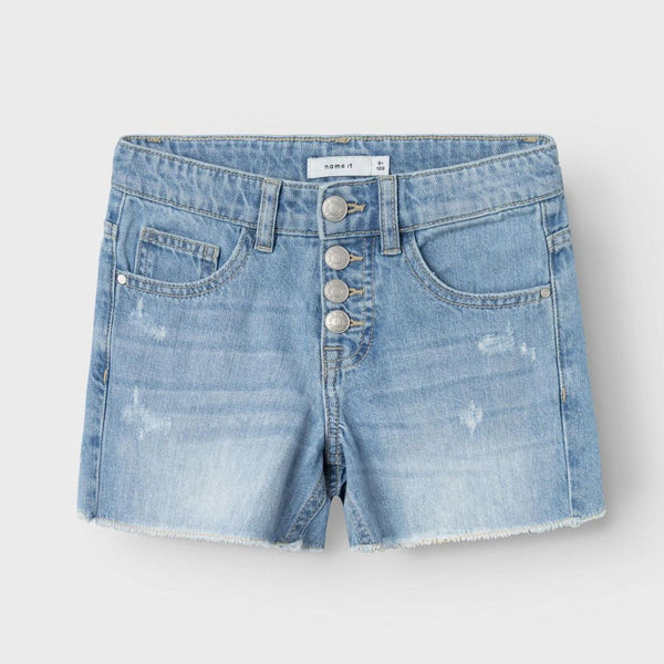 N IT Denim Sky Blue Rough And Front Button Short