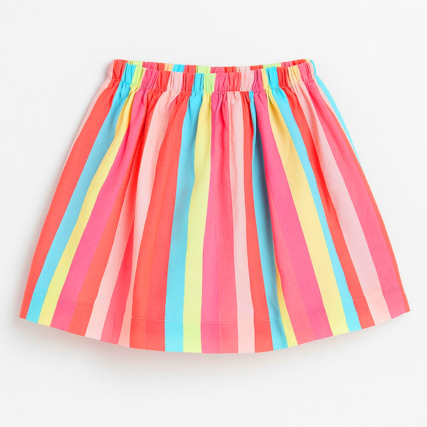 DP Girl Multi Color Cotton Skirt With Pocket