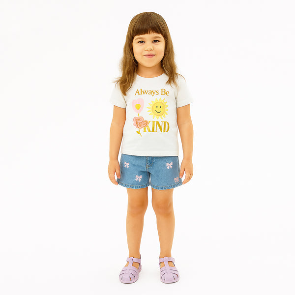 N IT Girl Denim Blue Short Bow Embroidery